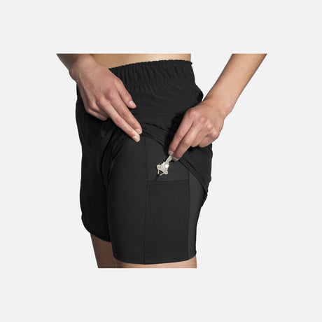 Brooks Chaser 5" 2-en-1 short course noir femme cle
