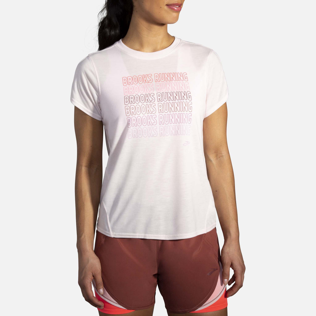 Brooks Distance Graphic T-shirt course rosewater femme face