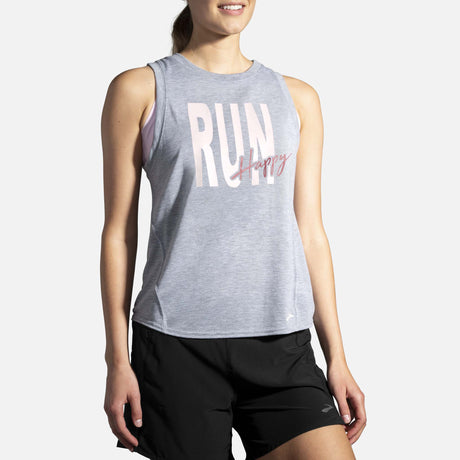 Brooks Distance Graphic Tank Top course heather ash femme face