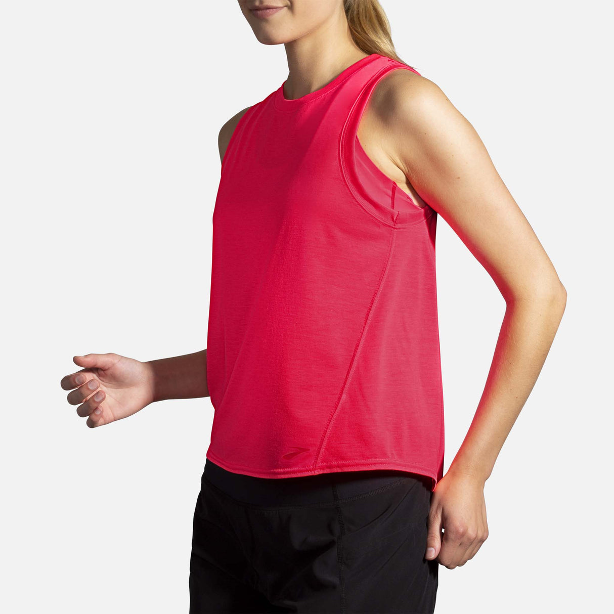 Brooks Distance tank top course fluoro pink femme action