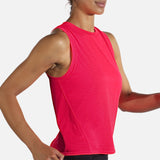Brooks Distance tank top course fluoro pink femme action 2