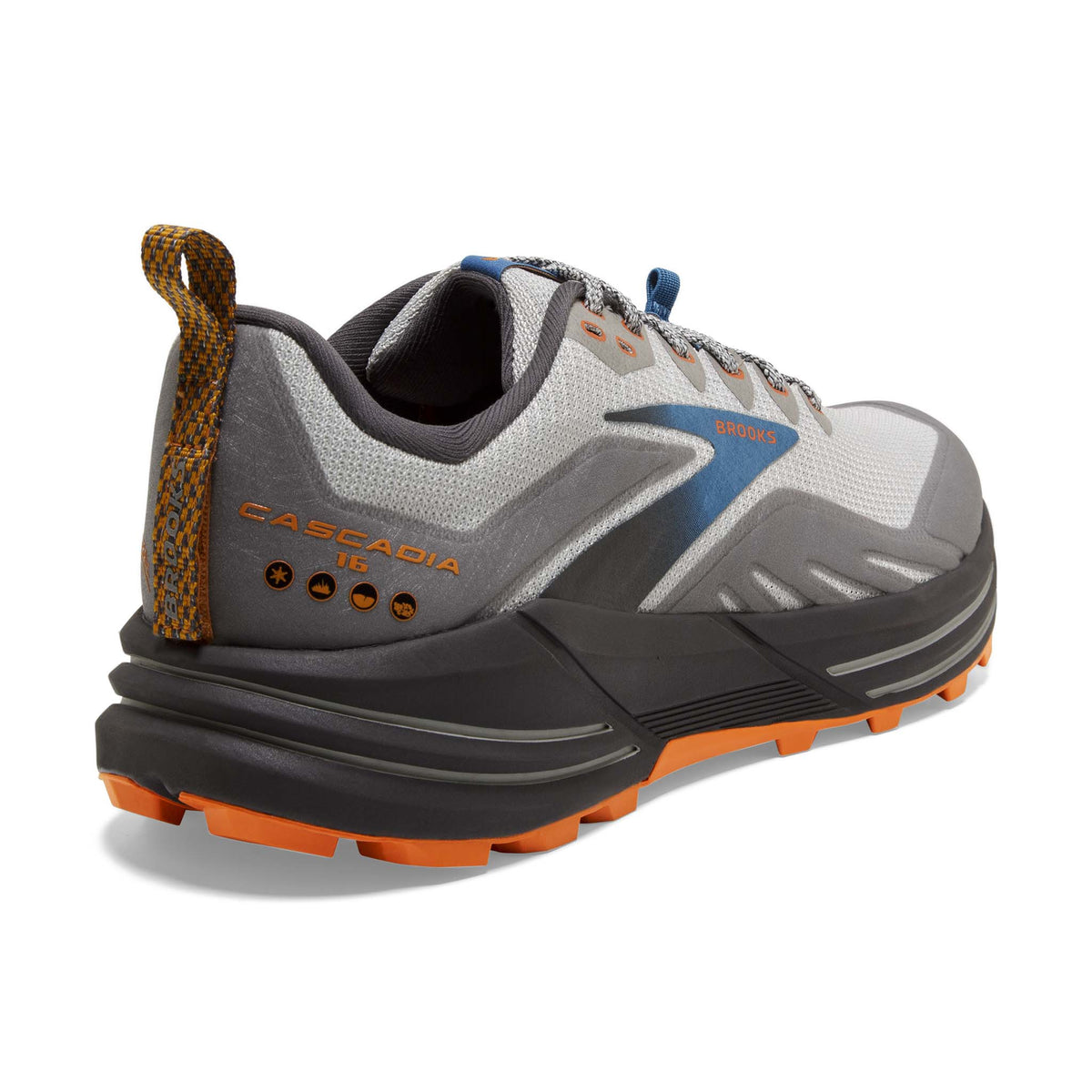 Brooks Cascadia 16 chaussures de course à pied trail homme - oyster mushroom alloy orange talon