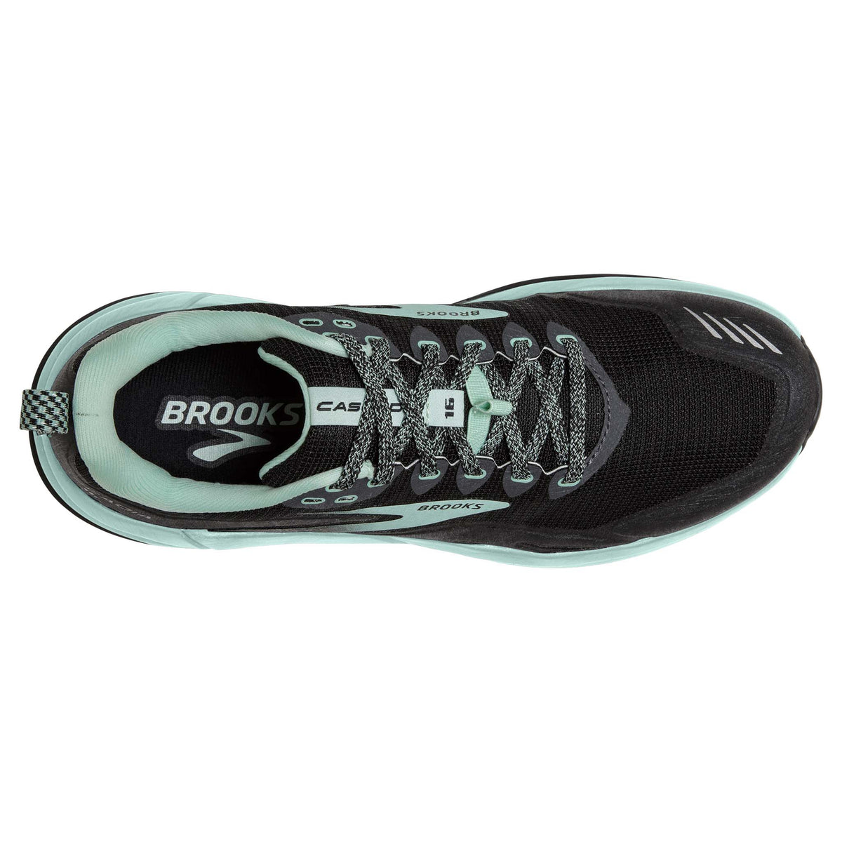 Brooks Cascadia 16 chaussures de course à pied trail femme -black ebony yucca empeigne
