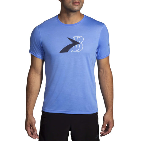 Brooks Distance Graphic T-shirt vivid blue logo homme face