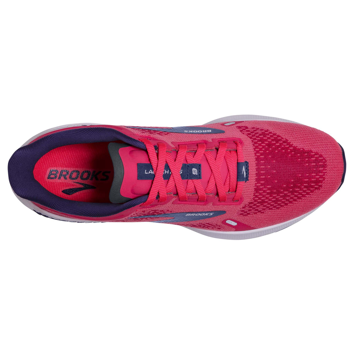 Brooks Launch GTS 9 running femme rose fuchsia cobalt empeigne