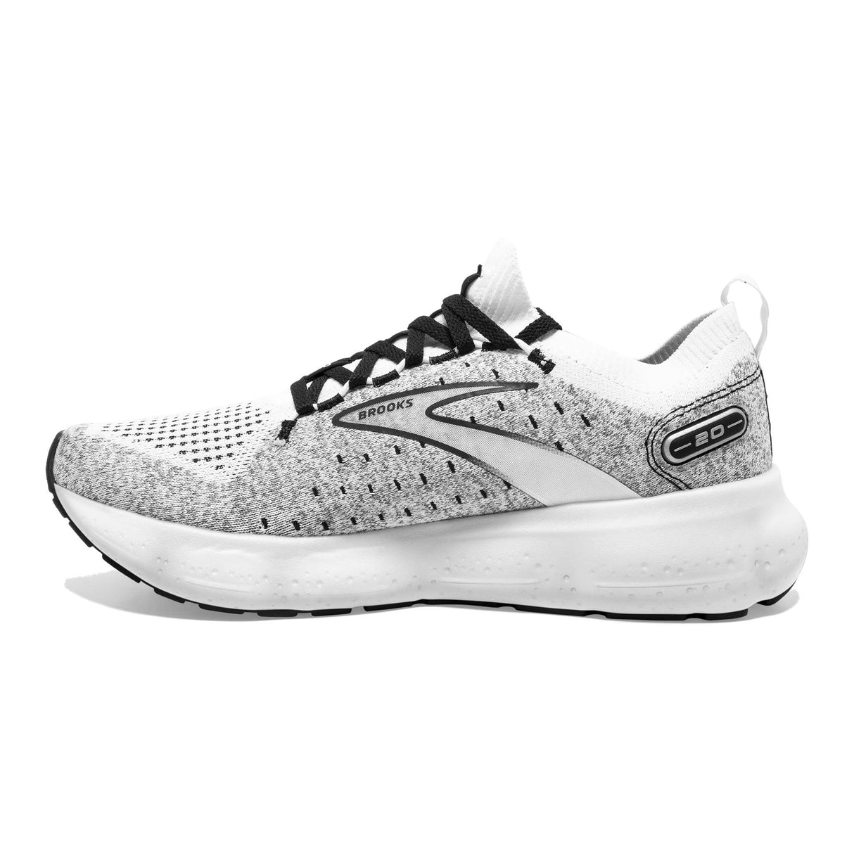 Brooks Glycerin StealthFit 20 running homme blanc gris noir lateral