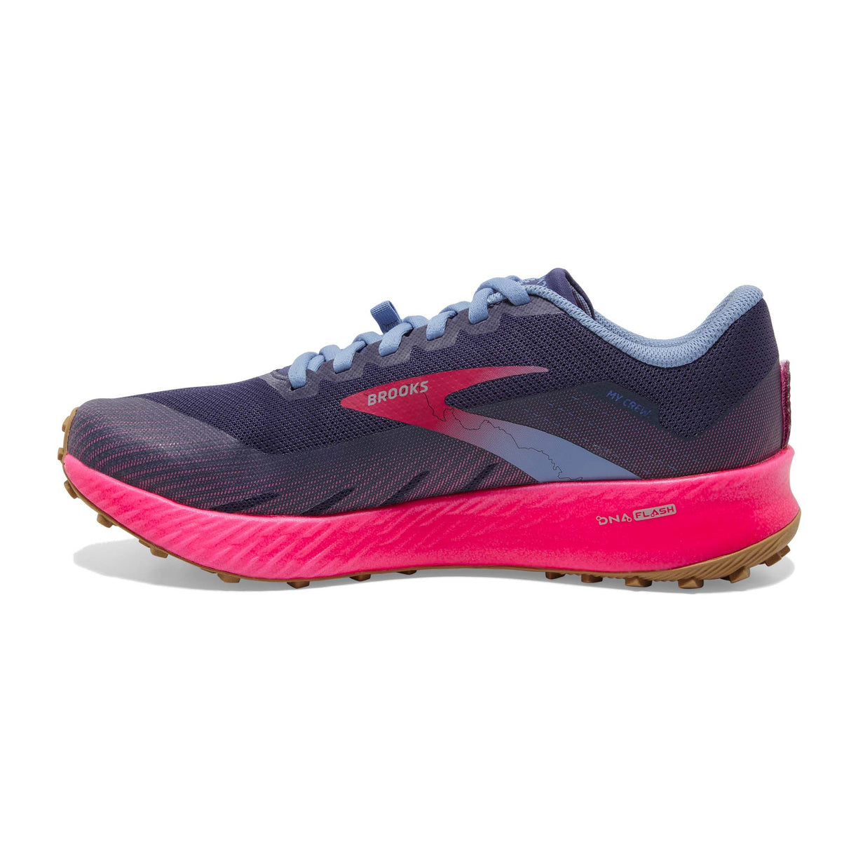 Brooks Catamount chaussures de course à pied trail femme deep cobalt diva pink oyster mushroom lateral