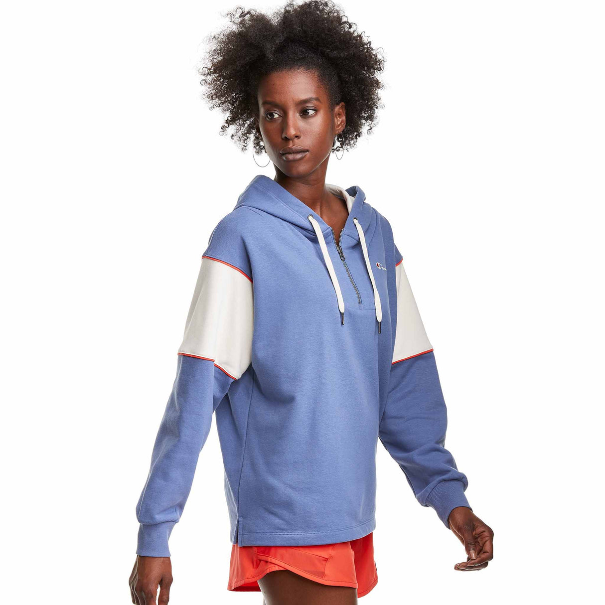 Champion Campus French Terry 1/4 Zip Oversized Hoodie Chandail à capuche pour femme Seven Seas Blue angle