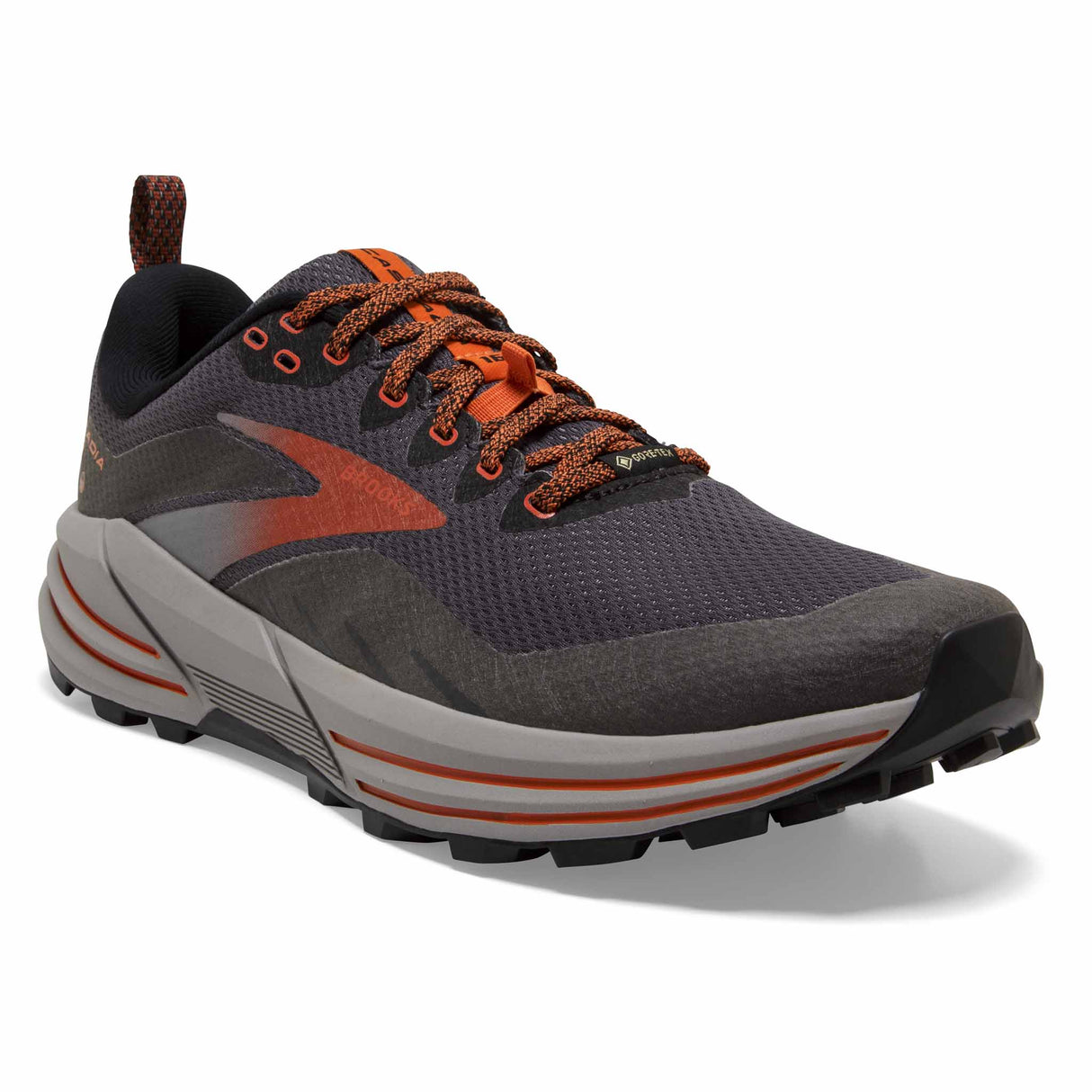 Brooks Cascadia 16 GTX chaussures de course à pied trail homme - Black / Ebony / Cinnabar - angle