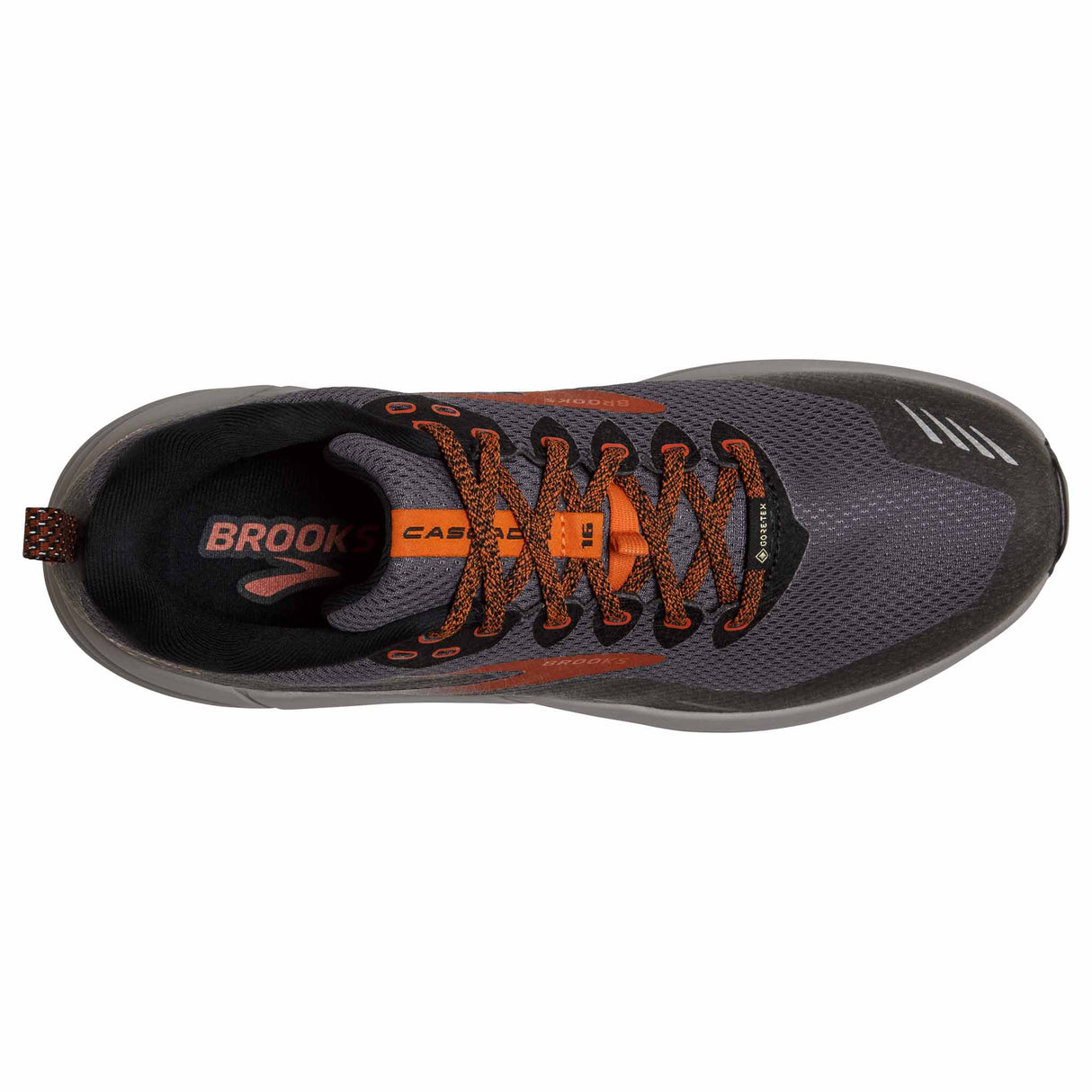 Brooks Cascadia 16 GTX chaussures de course à pied trail homme - Black / Ebony / Cinnabar - empeigne