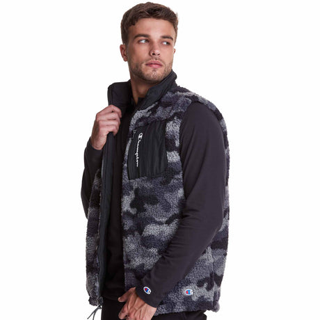 Champion veste AOP Reversible Cozy High Pile Vest pour homme - Camo Ammo Gravel