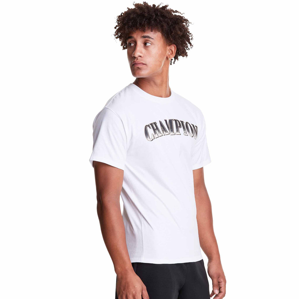 Champion Classic Jersey Tee Arch Logo T-shirt manches courtes pour homme - Blanc - angle