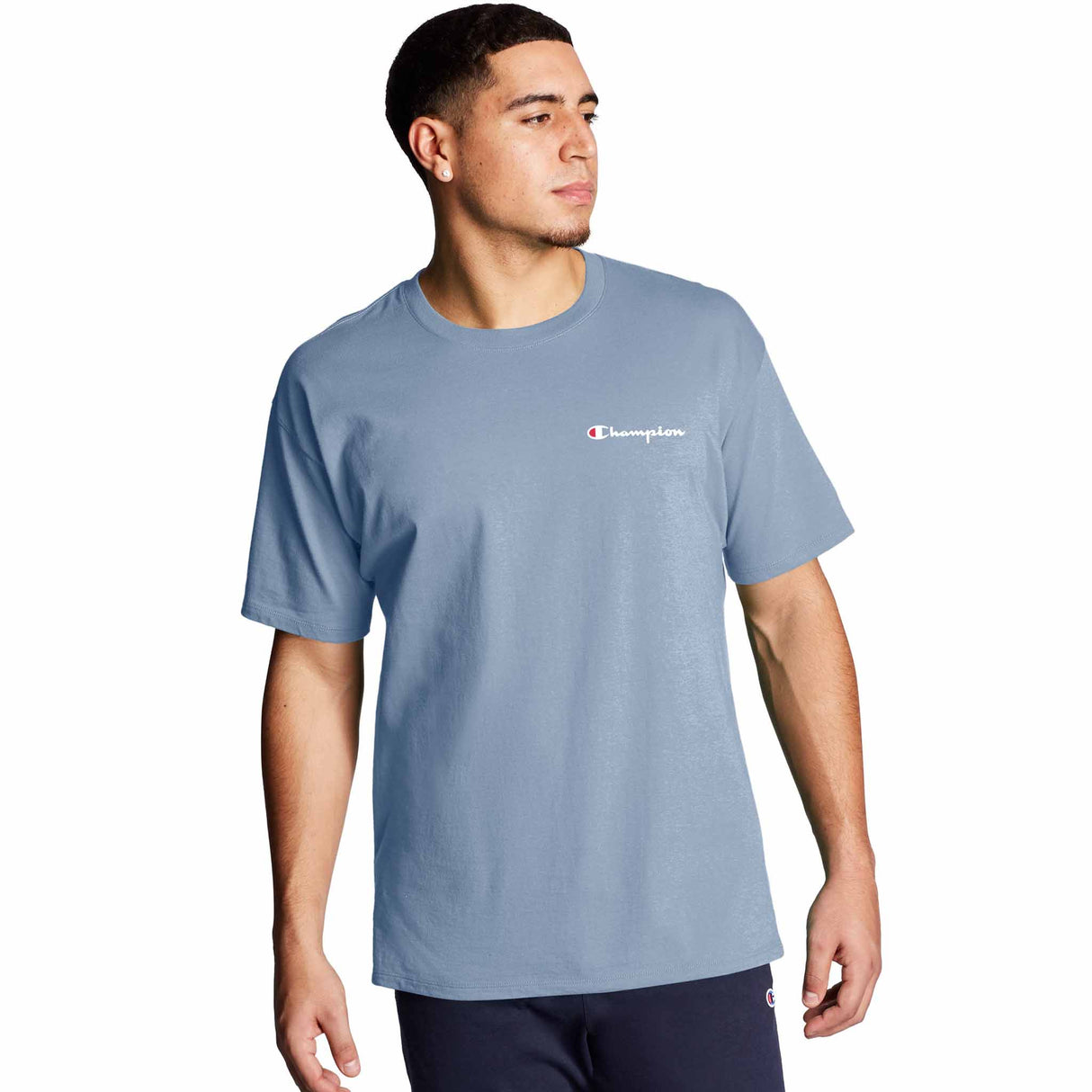 Champion T-shirt Classic Graphic small script logo pour homme - Wildflower Pale Blue