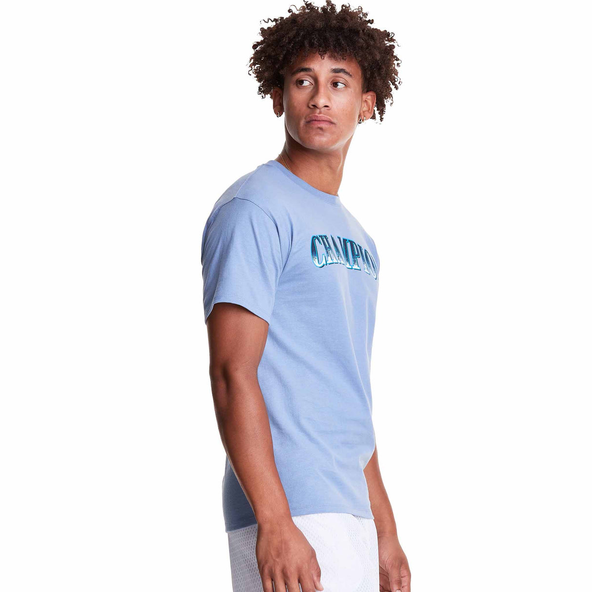 Champion Classic Jersey Tee Arch Logo T-shirt manches courtes pour homme - Wildflower Pale Blue - côté