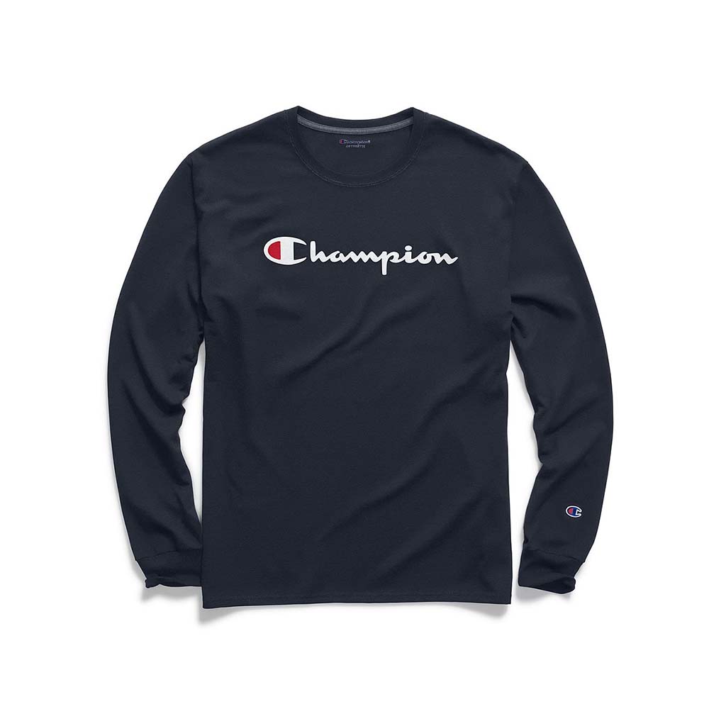 Champion Classic Jersey Script Logo t-shirt manches longues pour homme marine