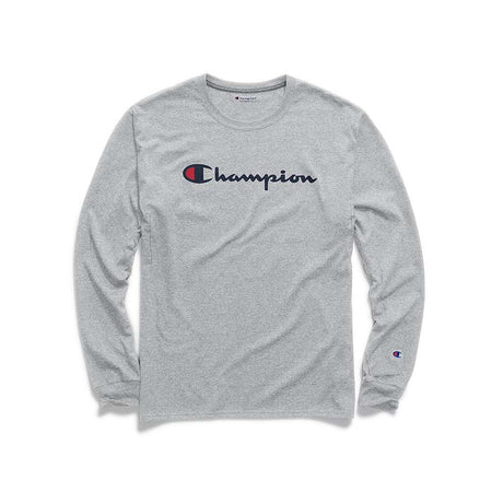 Champion Classic Jersey Script Logo t-shirt manches longues pour homme oxford grey