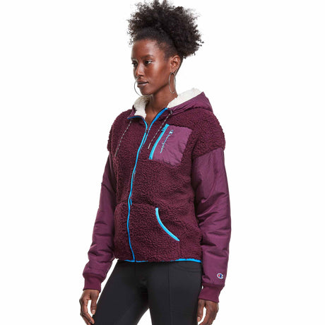 Champion Veste molleton Cozy High Pile Jacket - Dark Berry Purple/Natural/Balboa Blue