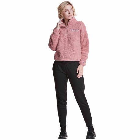 Champion Cozy High Pile Quarter Zip - Pink Beige