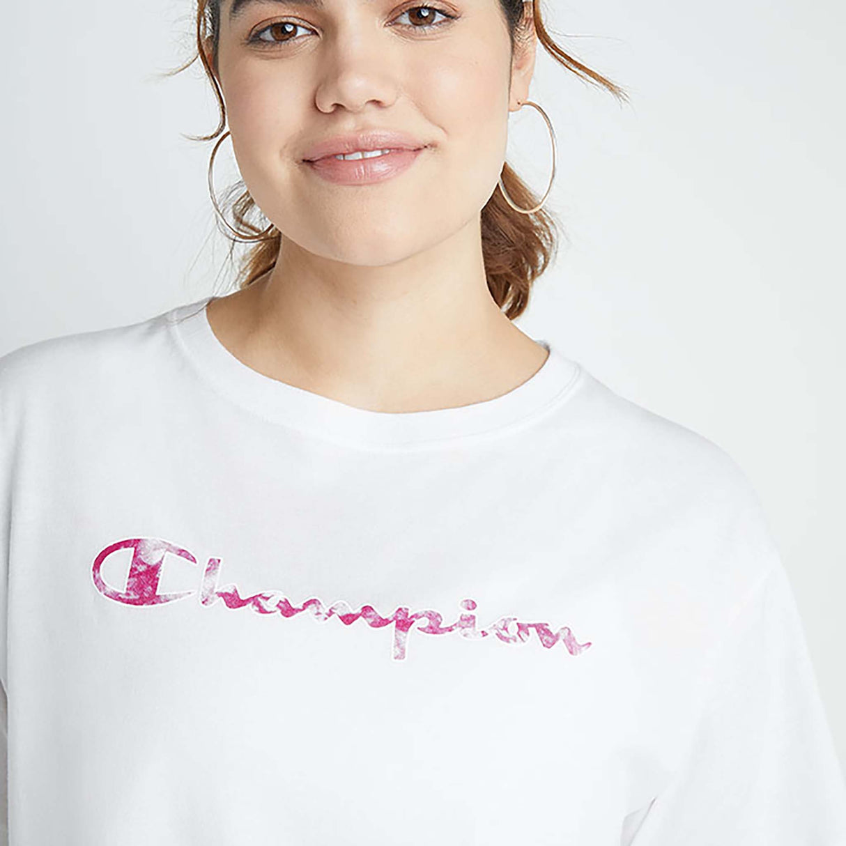 Champion Cropped Tee SP Dye t-shirt blanc inari femme detail