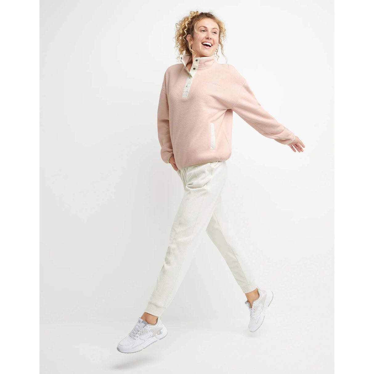 Champion Explorer Fleece Snap Pull-over rose blanc femme live