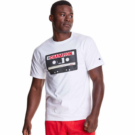 Champion Classic Graphic Tee Cassette t-shirt manches courtes pour homme - Blanc