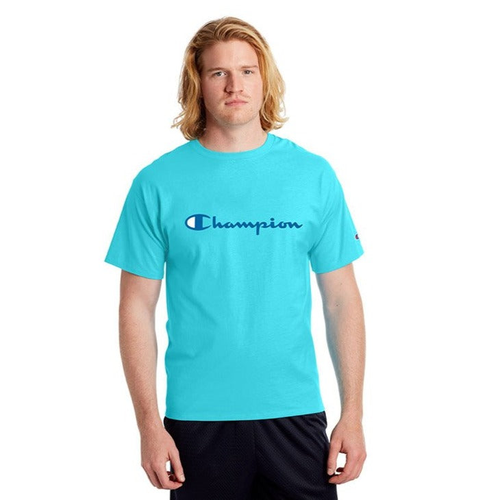Champion Classic Jersey Script Logo T-shirt Blue Horizon
