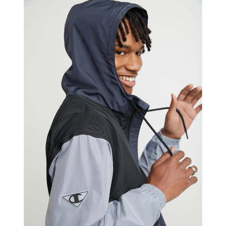 Champion Lightweight Colorblock Jacket homme black stealth concrete capuche