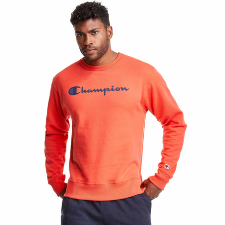 Champion Powerblend Graphic Crew Script Logo sweatshirt pour homme - Poppy Orange