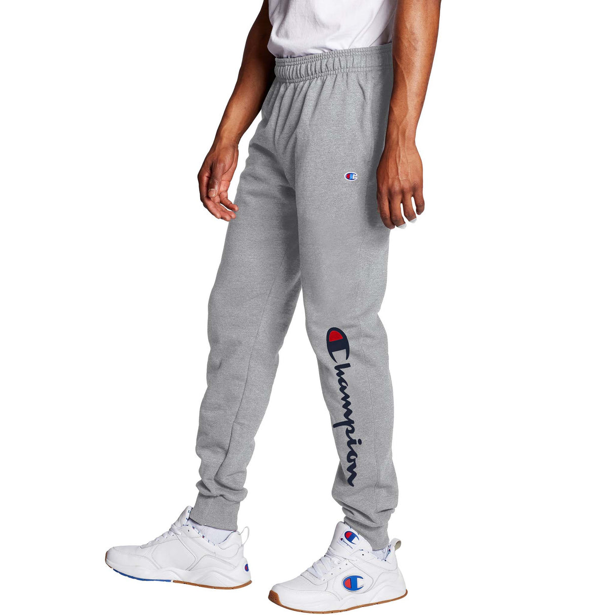 Champion Powerblend Graphic Jogger pantalon en molleton gris oxford homme lateral