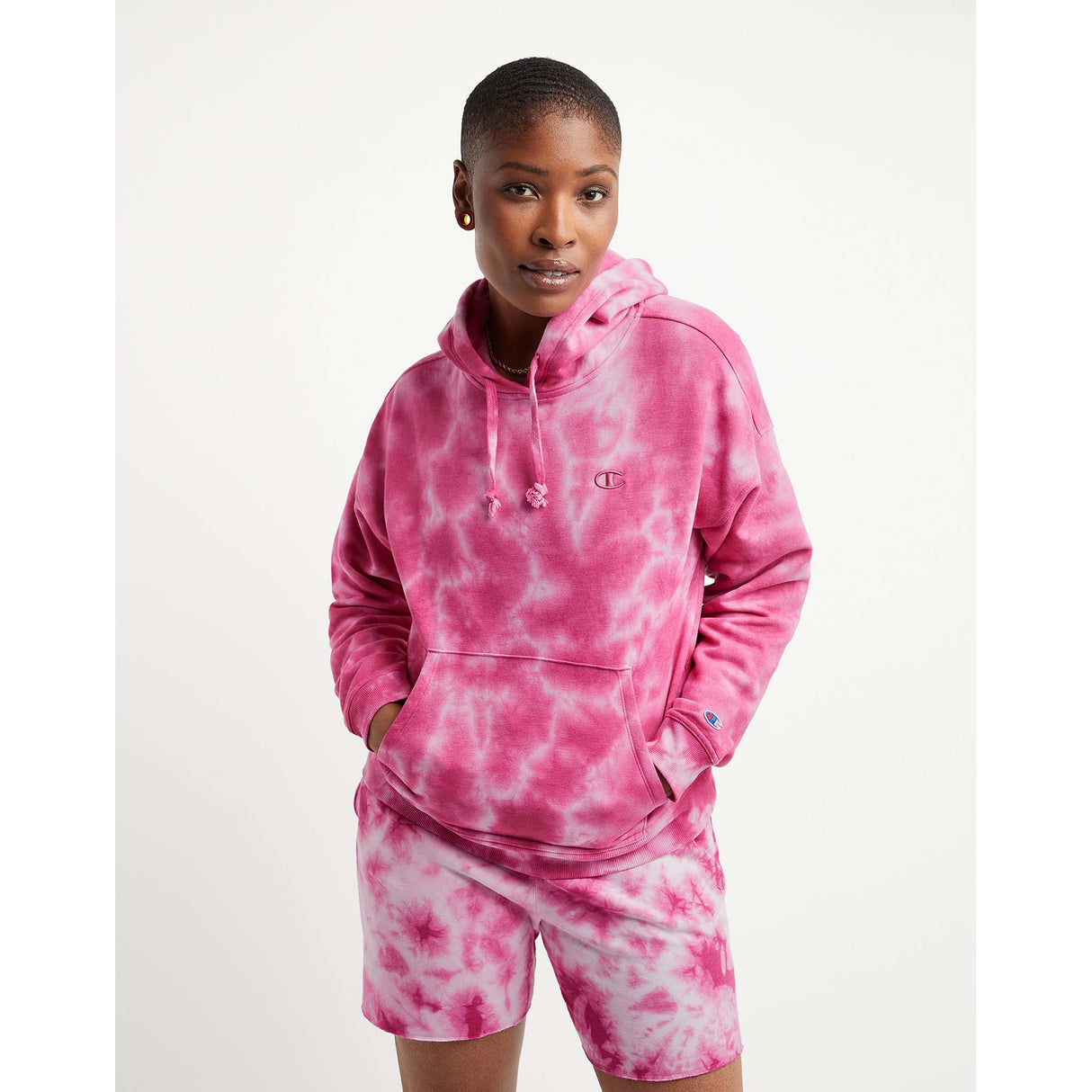 Champion Relaxed Fleece Dye Hoodie crushed dye inari femme face