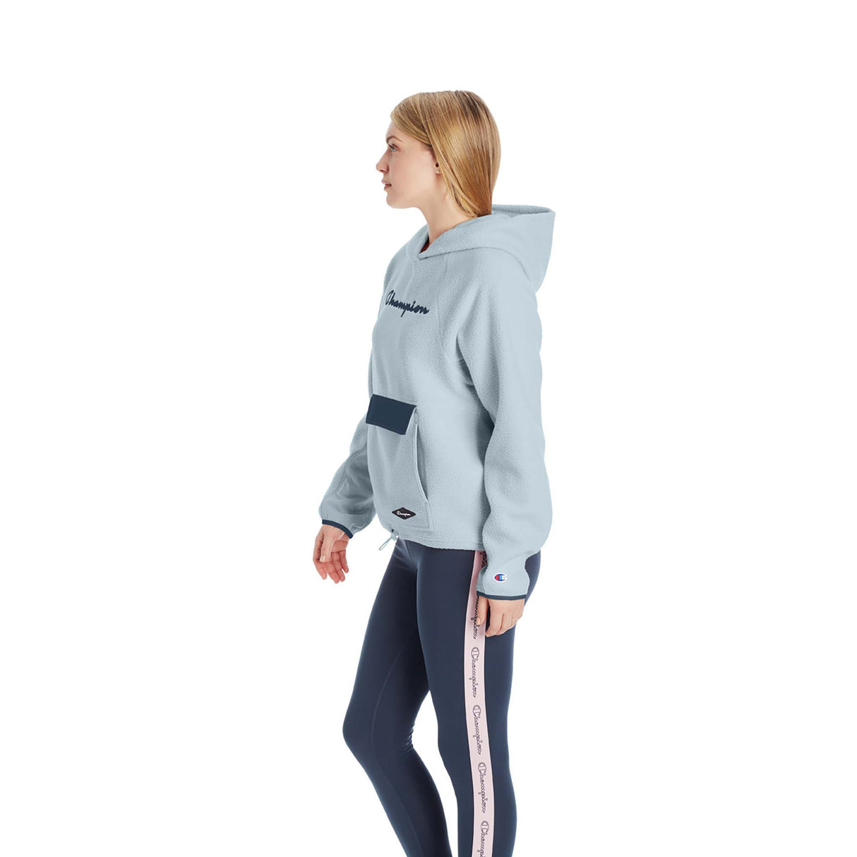 Champion Sherpa Hoodie sweatshirts pour femme snowdrop grey coté