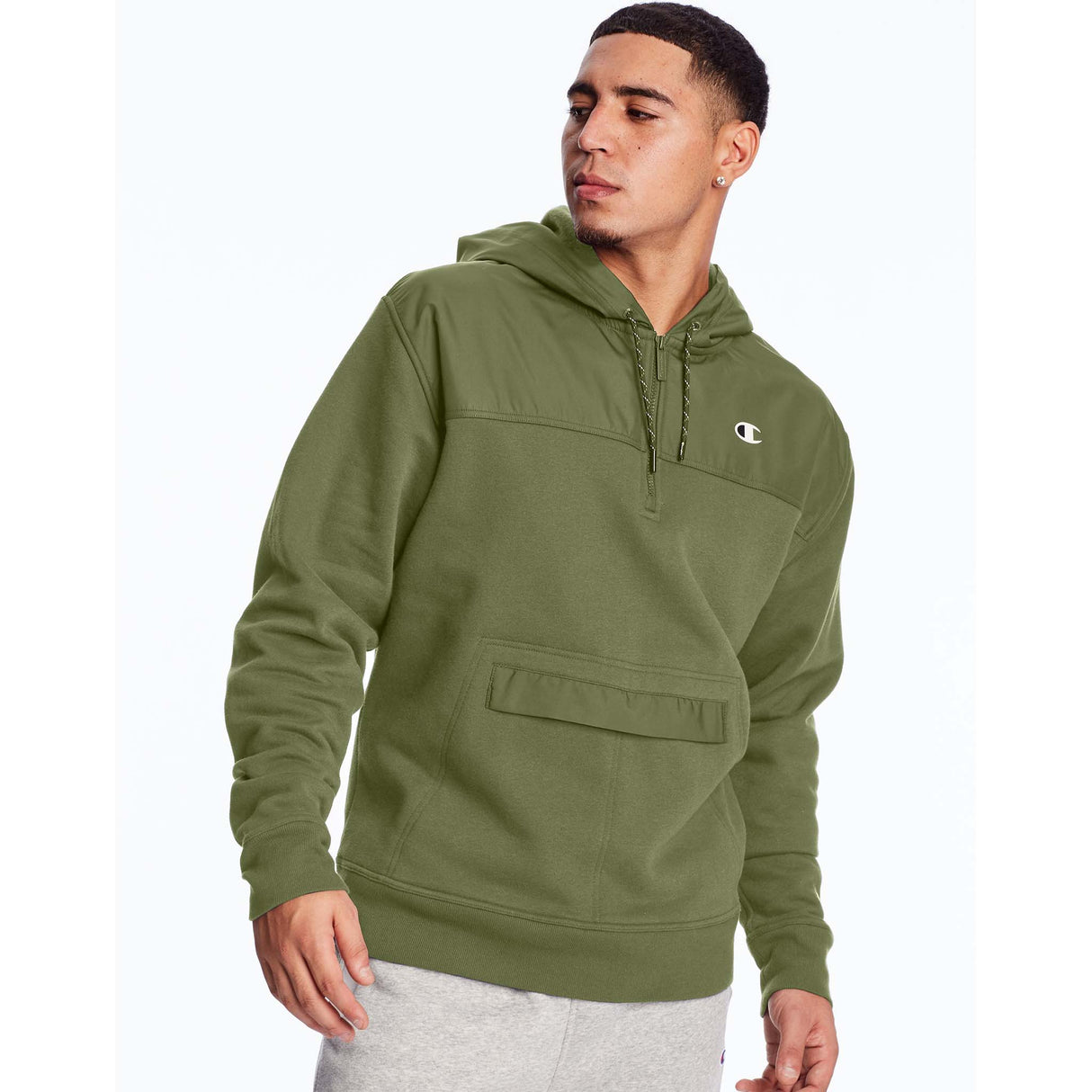 Champion Urban Fleece Script C Hoodie sweatshirt a capuche cargo olive pour homme