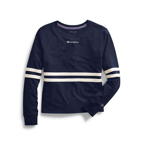 Champion Women's Heritage Long-Sleeve Tee Script Logo navy