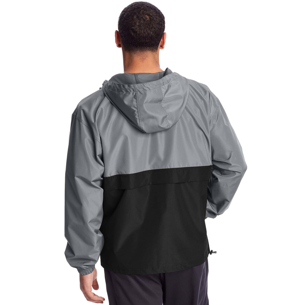 Champion Colorblock Packable Jacket Block Logo manteau de pluie à enfiler gris noir dos