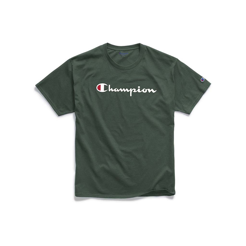Champion Classic Jersey Script Logo t-shirt dark green homme
