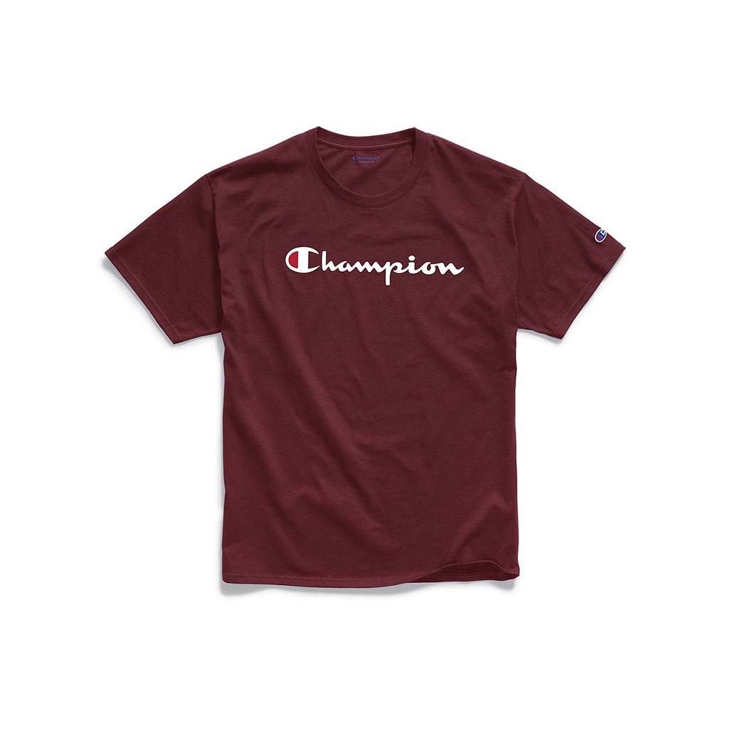Champion Classic Jersey Script Logo t-shirt maroon homme