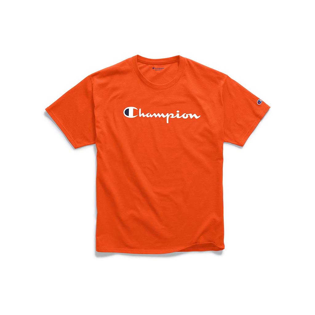 Champion Classic Jersey Script Logo t-shirt spicy orange homme