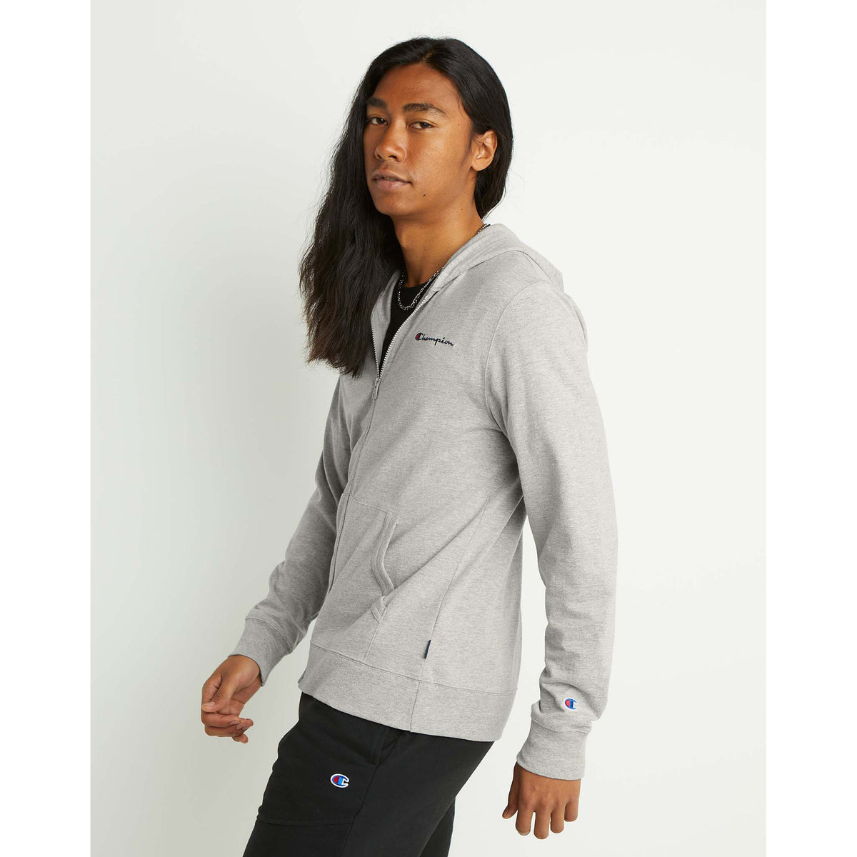 Champion Middleweight T-shirt Hoodie gris oxford homme zip