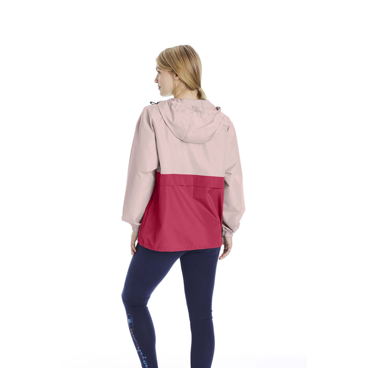 Champion Packable Colorblock Jacket manteau de pluie a enfiler pour femme rose rouge dos