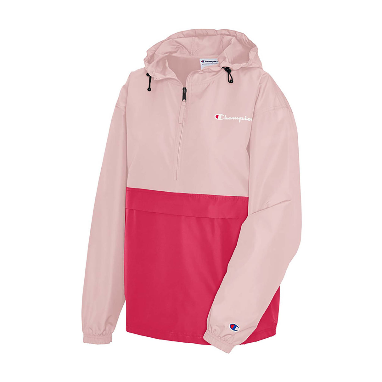 Champion Packable Colorblock Jacket manteau de pluie a enfiler pour femme rose rouge