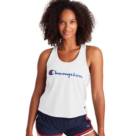 Champion Racerback Tank Script Logo blanc