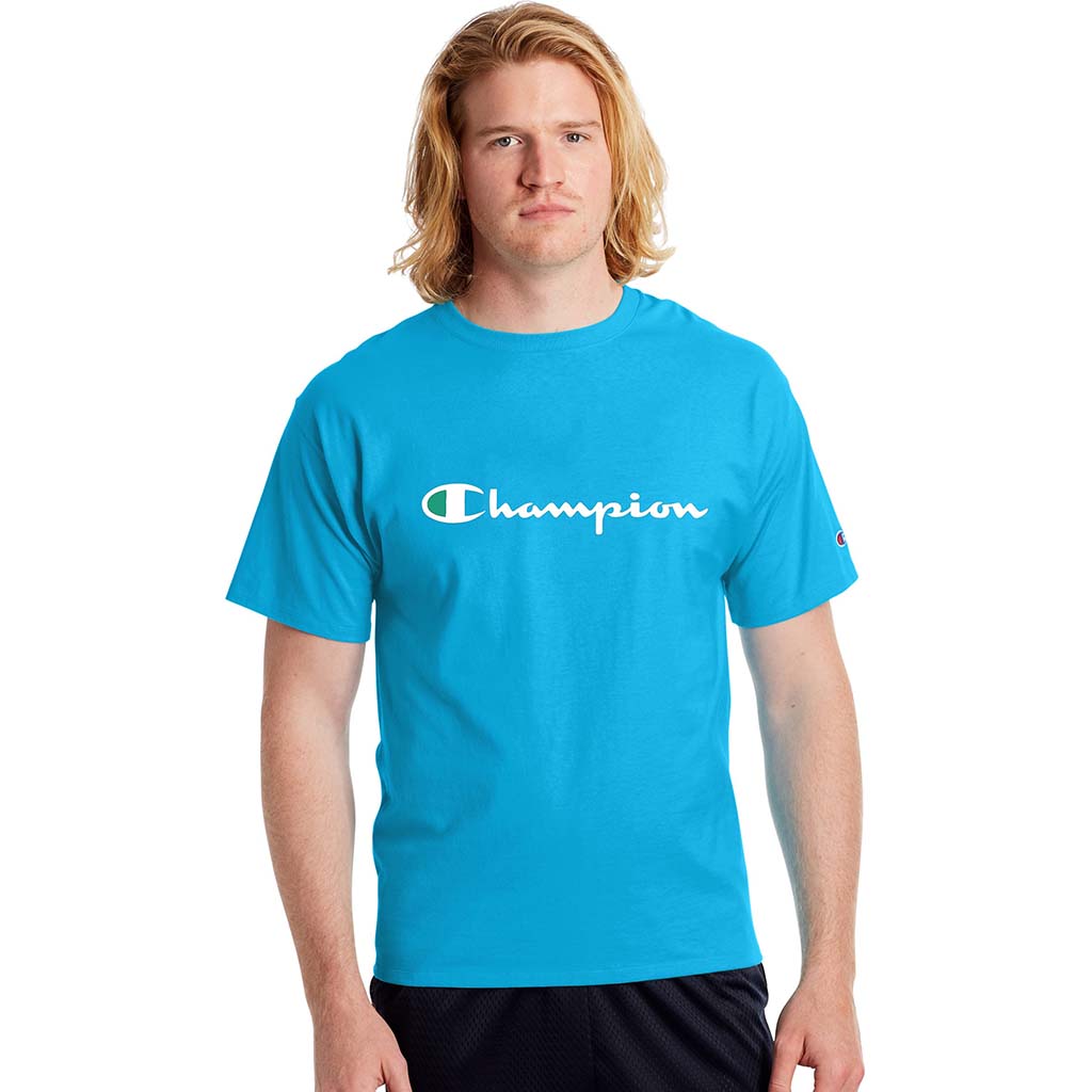 Champion Classic Jersey Script Logo t-shirt deepblue water