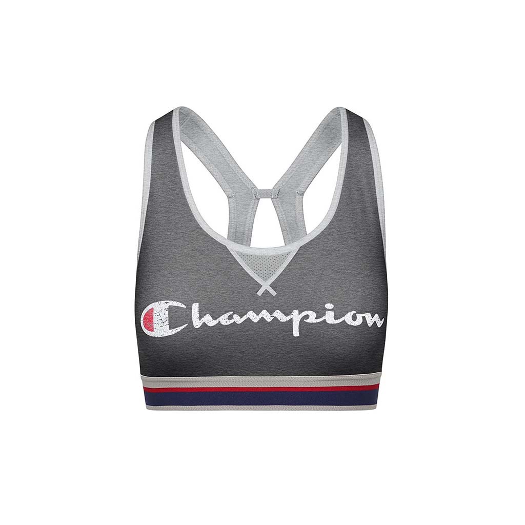 Champion The Authentic Sports Bra Distressed Logo granite oxford grey