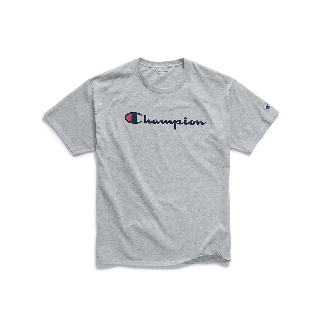 Champion Graphic Jersey Script Logo T-shirt manches courtes pour homme gris oxford