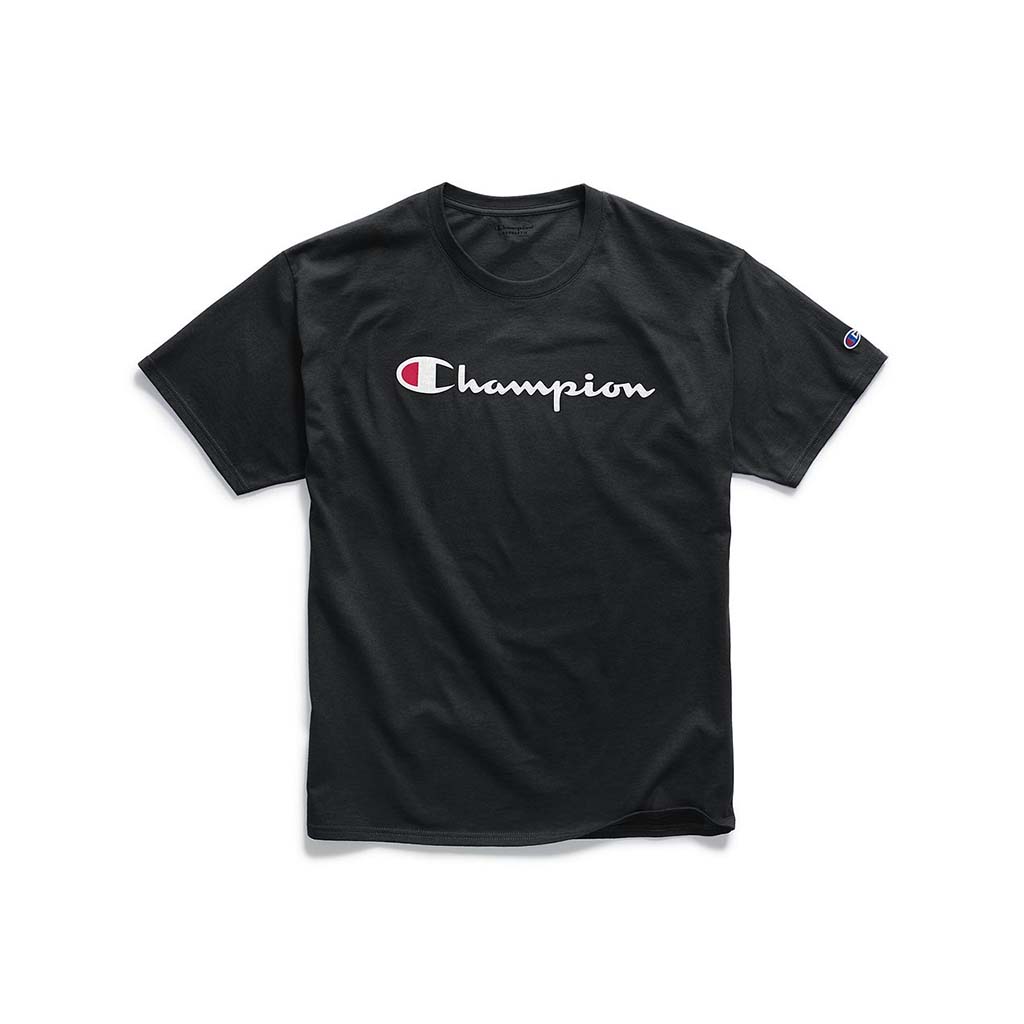 Champion Graphic Jersey Script Logo T-shirt manches courtes pour homme noir