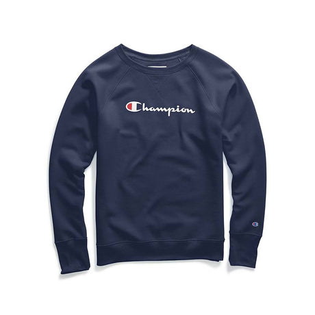 Champion Powerblend Boyfriend Crew Logo chandail molletonné pour femme imperial indigo