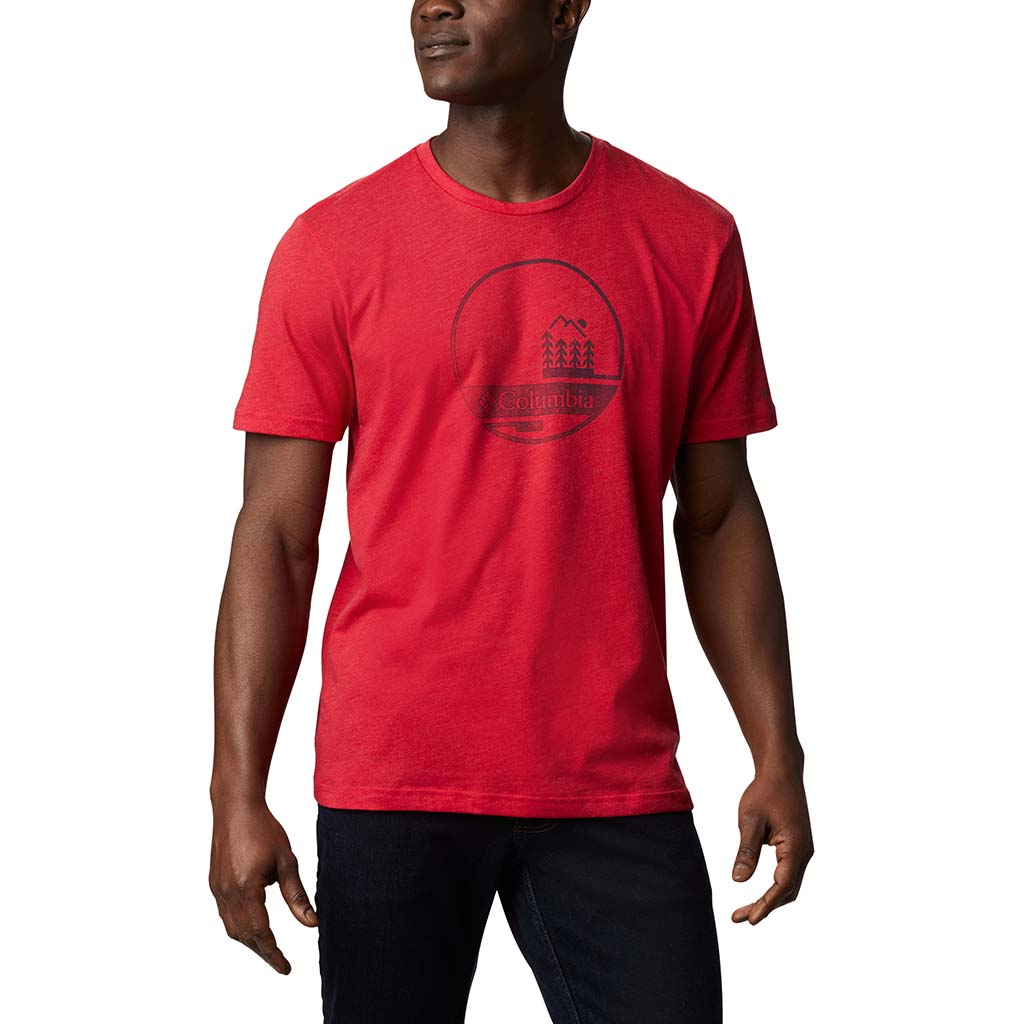 Columbia Bluff Mesa t-shirt rouge manches courtes pour homme  live