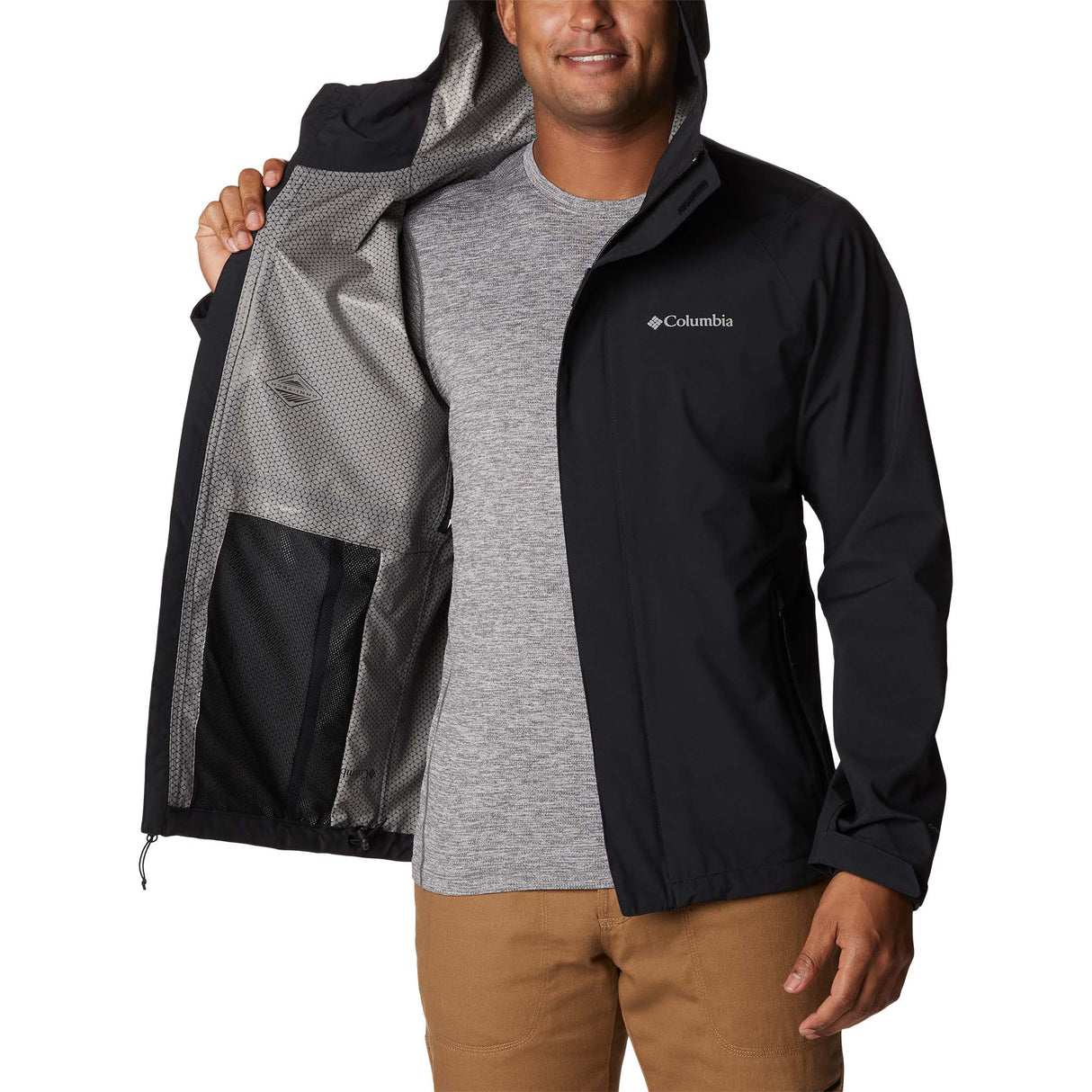 Columbia Earth Explorer manteau coquille noir homme interieur