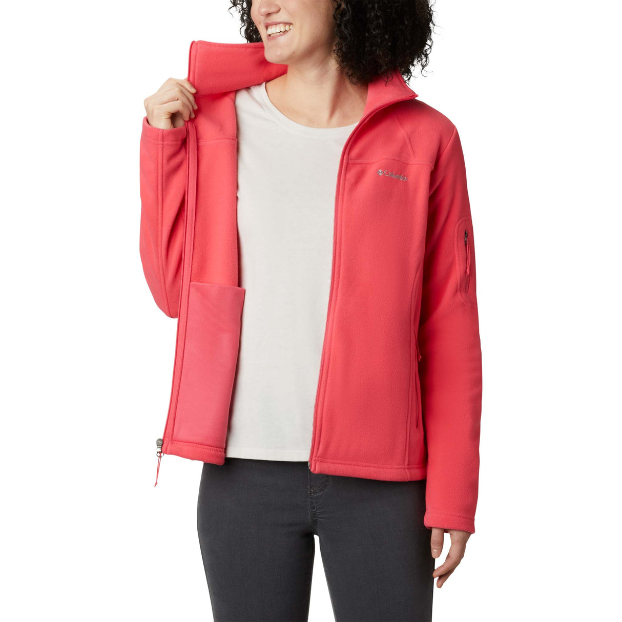 Veste polaire Columbia Fast Trek II Full Zip Bright Geranium pour femme detail