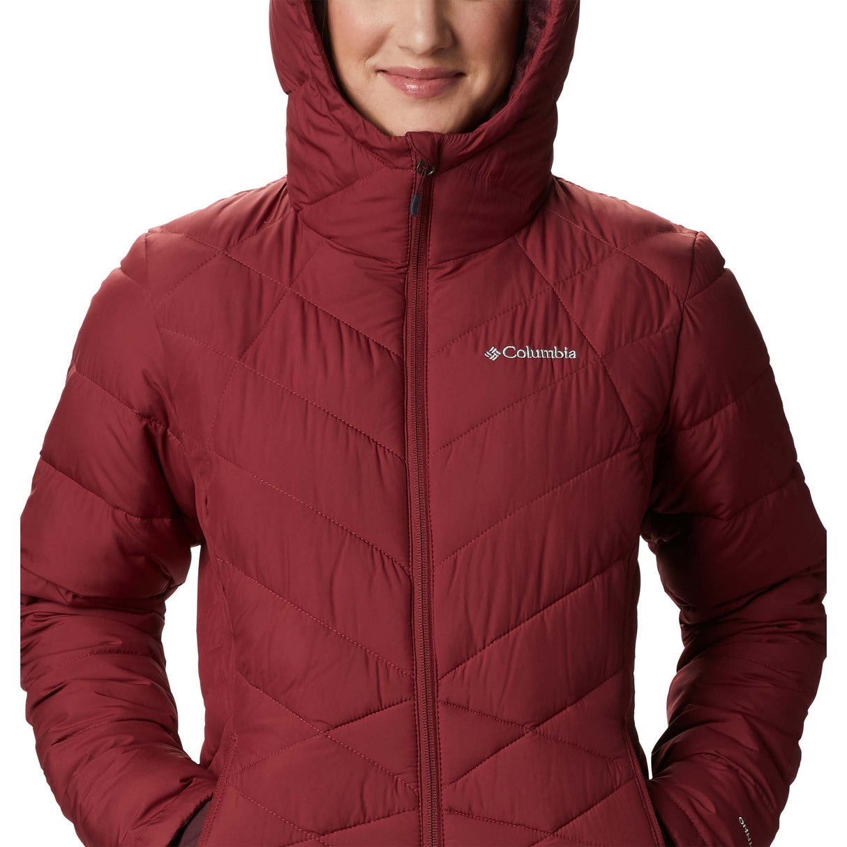 Columbia Heavenly Hooded Jacket manteau d'hiver avec capuchon pour femme rouge